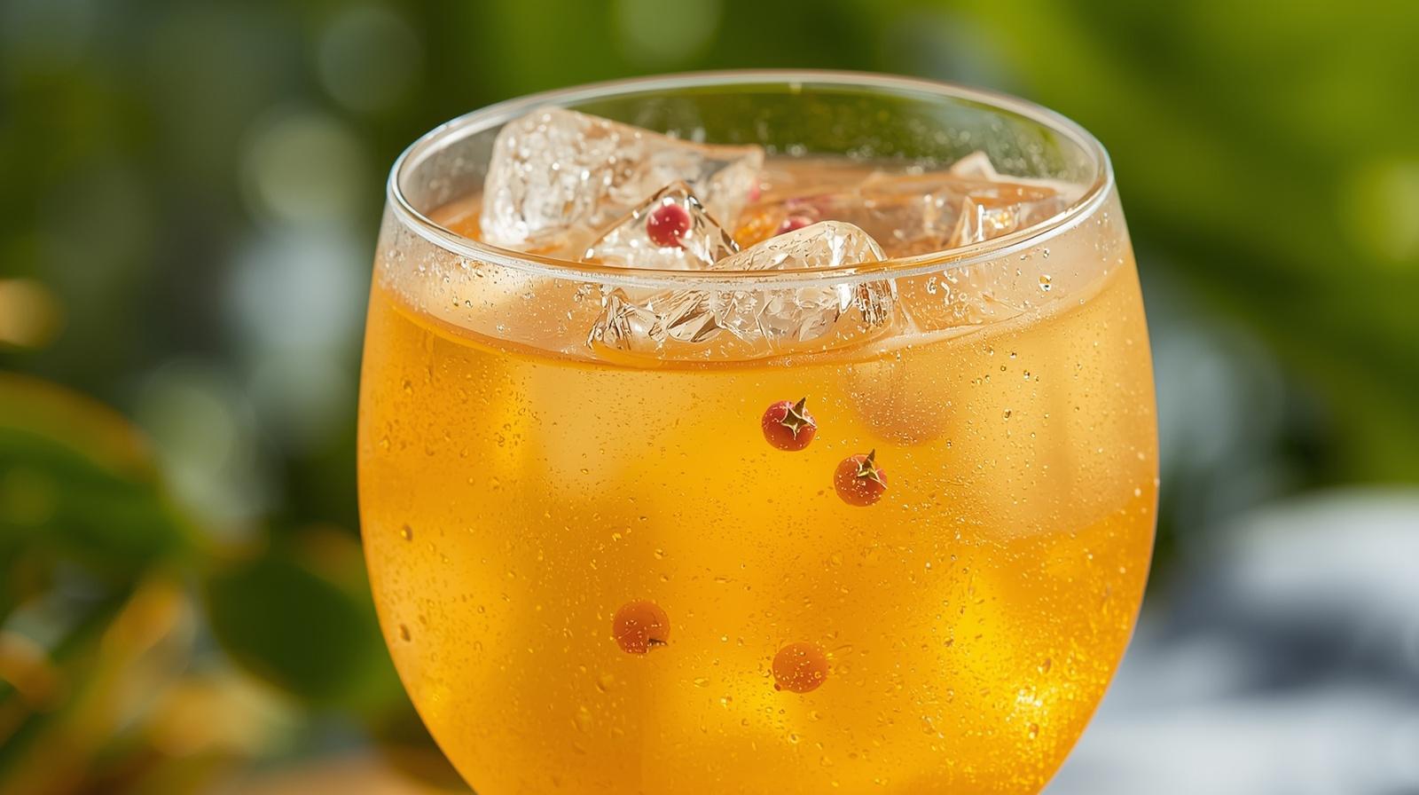  Gin tropical com manga e pimenta rosa